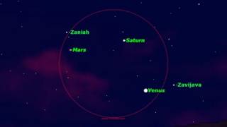 Three Bright Planets Visible in Night Sky Triangle