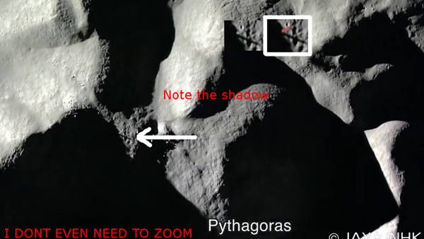 Huge Tower at the Central Peak of Pythagoras on the Moon