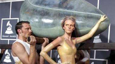 Lady Gaga "hatches" from egg