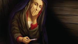 New billboard depicts Virgin Mary holding a pregnancy test