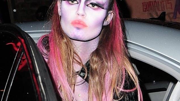 Georgia may jagger dressed up as a demon lizard for her 21st birthday party