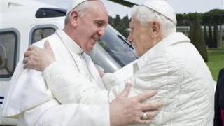 Pope, former pope meet in first such encounter in 600 years