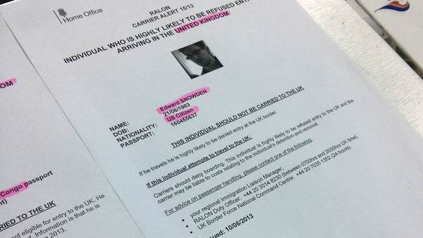 NSA leaker Edward Snowden banned from flights to UK: "Not Welcome"