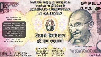Indians Fight Corruption With Zero-Rupee Notes
