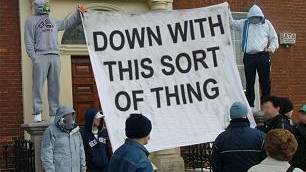 This company provides fake protesters for your cause. (Real people, with signs)