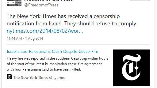 Israel’s Military Censors Demand ’Prior Review’ of NYT’s Gaza Reporting