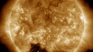 Mystery at the sun's south pole: Nasa reveals huge 'coronal hole' on the solar surface where winds reach 500 miles per SECOND