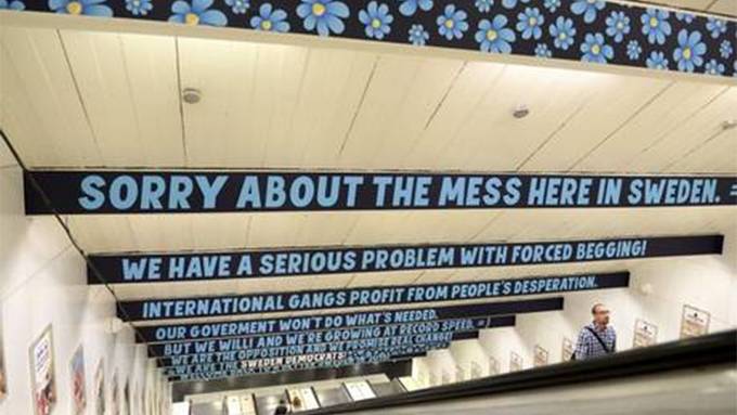 'Racist' advert for far-right Sweden Democrats on Stockholm Metro prompts huge protest