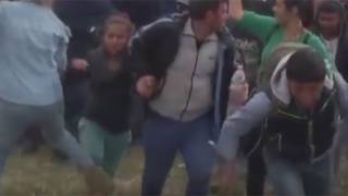 Hungarian nationalist TV camera operator filmed kicking refugee children