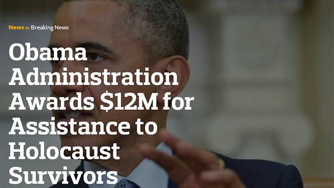 Obama gives $12 million to “Holocaust survivors”