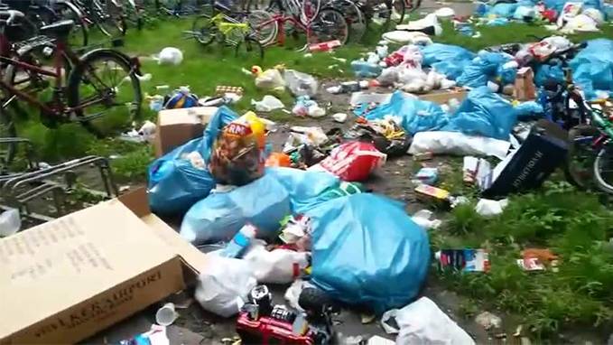 Migrants Dump Garbage from Their Balconies at German Asylum Center