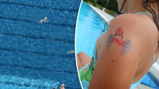 German girls given temporary tattoos to help prevent swimming pool sex attacks