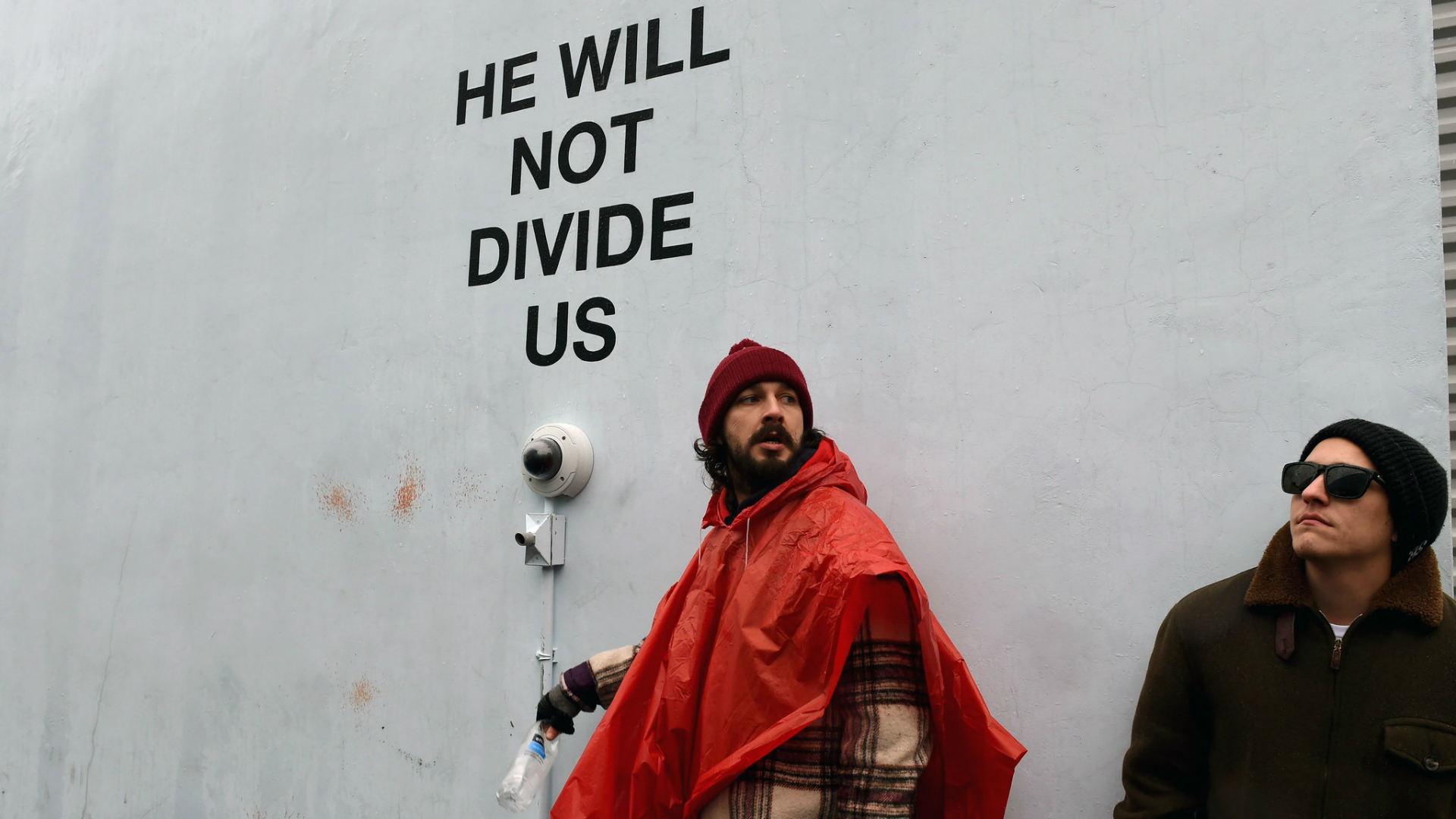 He will not divide us переводчик. Шайа ЛАБАФ против Трампа. Шаелабаф и Трамп. He will not Divide us. Shia Art.