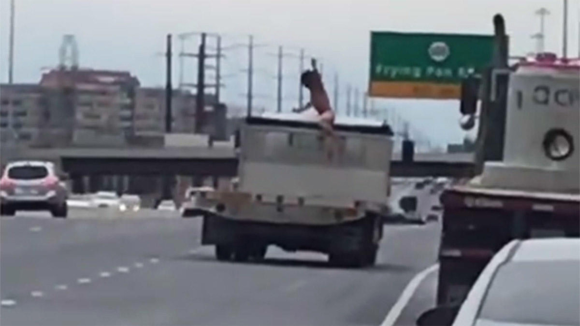 Naked man arrested after running amok in highway traffic 